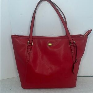 COACH PEYTON LEATHER ZIP TOP SHOPPER TOTE BAG PURSE PERSIMMON
